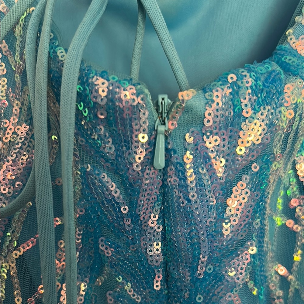 Stunning Blue Sequin Prom Dress - Picture 7 of 11